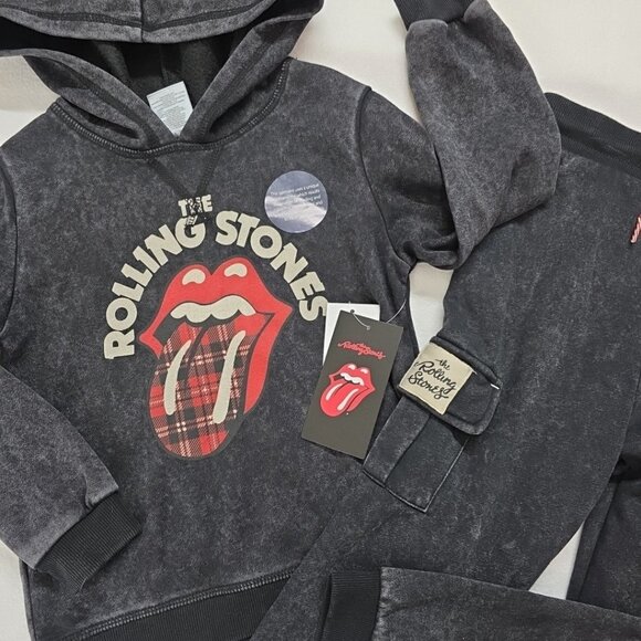 Rolling Stones Toddler Hoodie Joggers Set 5T NWT Rockstar Acid Washed Flawed - Picture 1 of 14